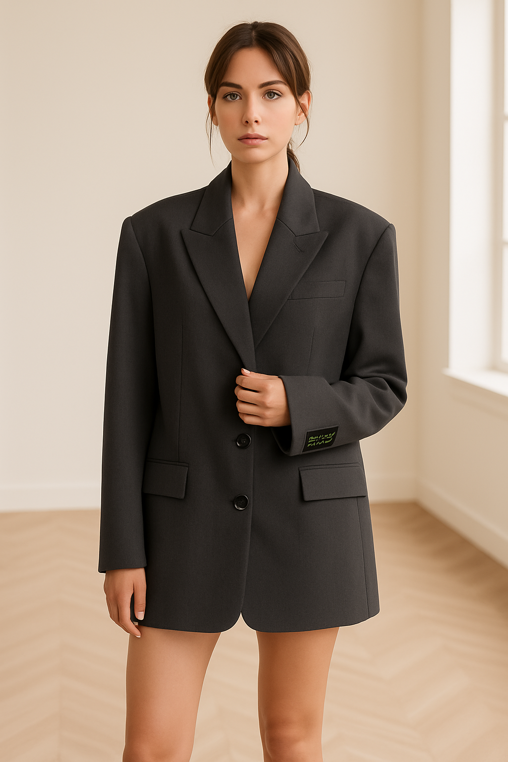 Dames Suede-look blazer oversized met reverskraag