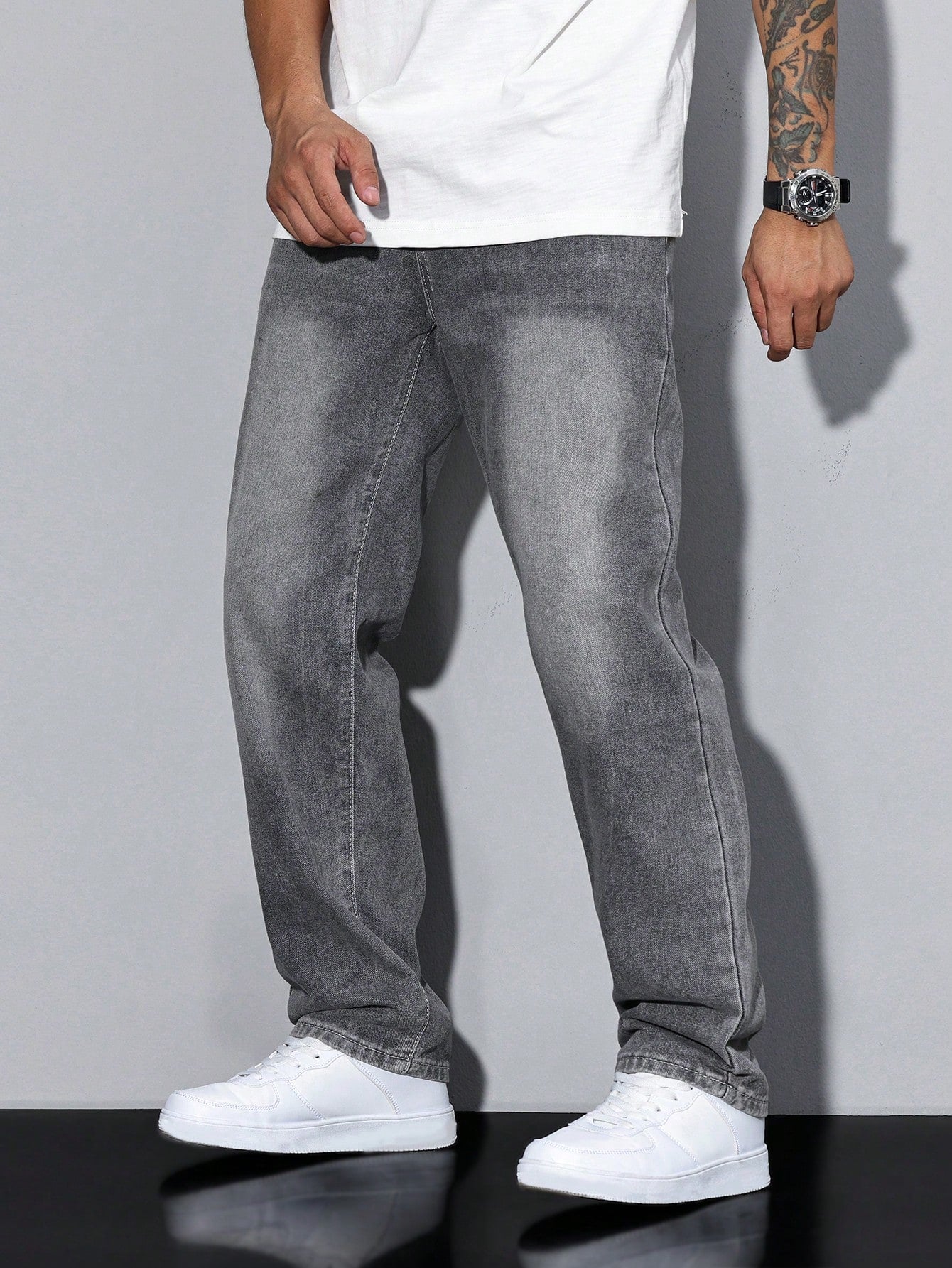 Jeans heren relaxed fit gewassen denim