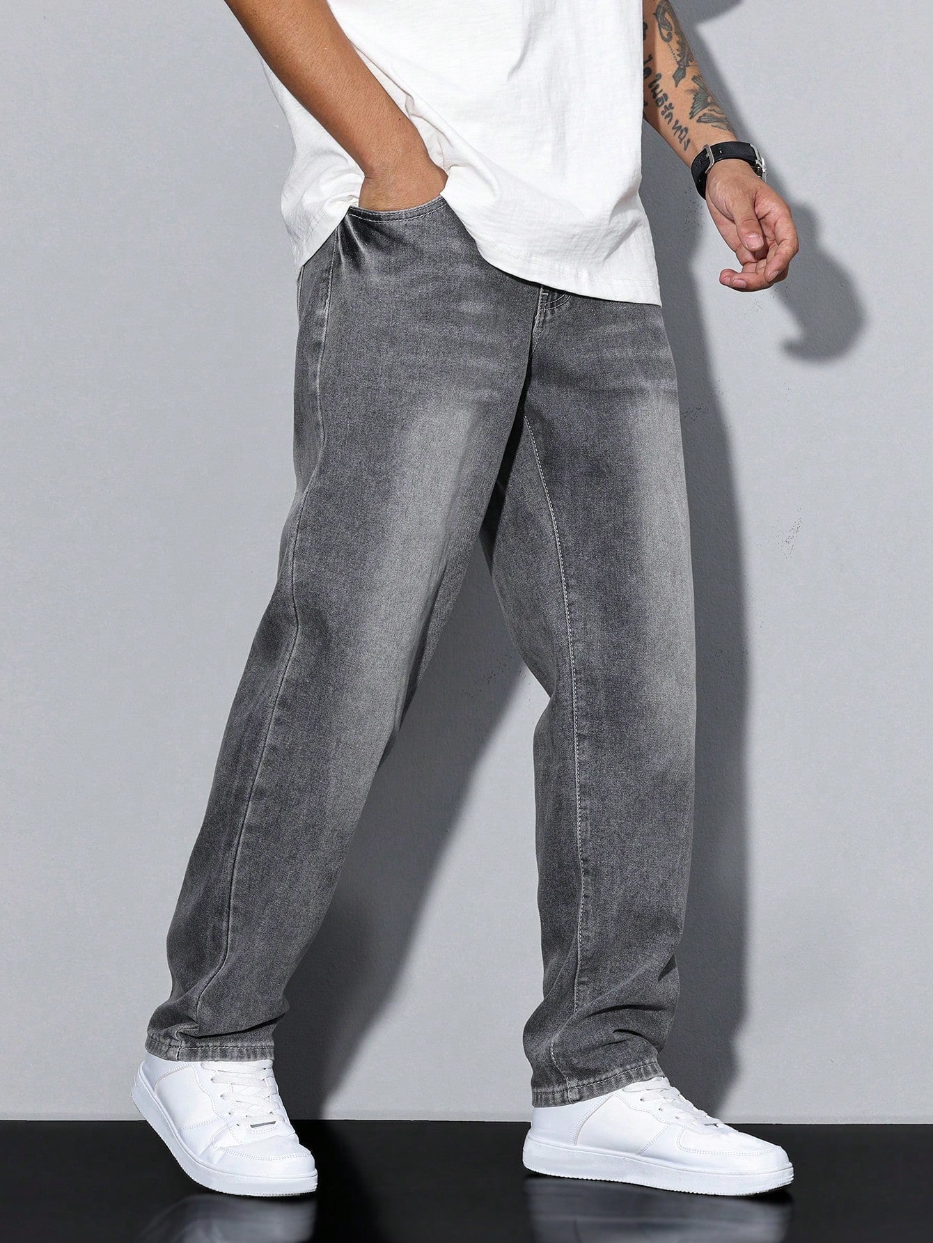 Jeans heren relaxed fit gewassen denim