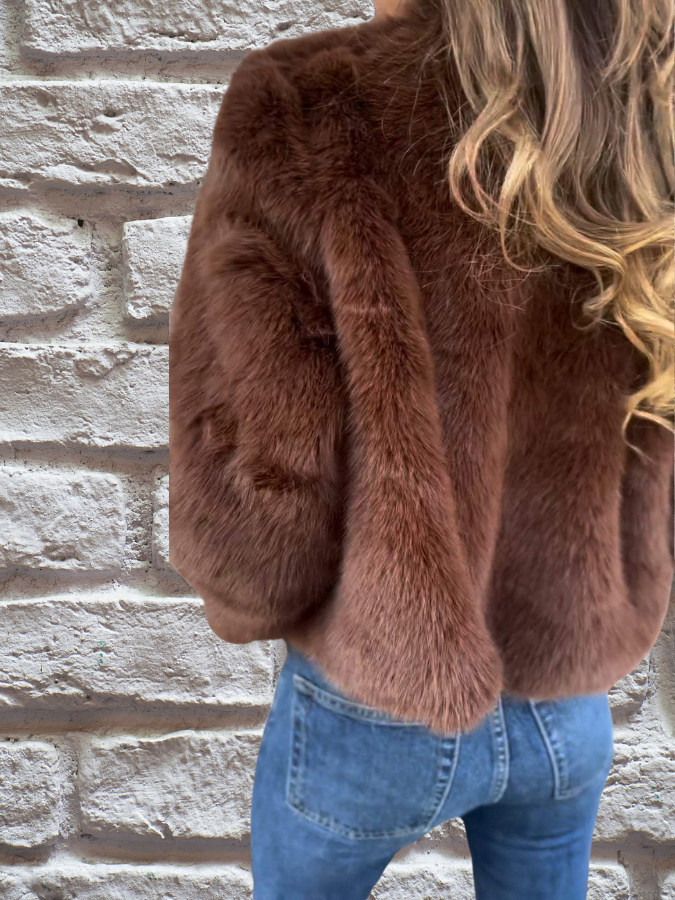Dames faux fur jas kort model