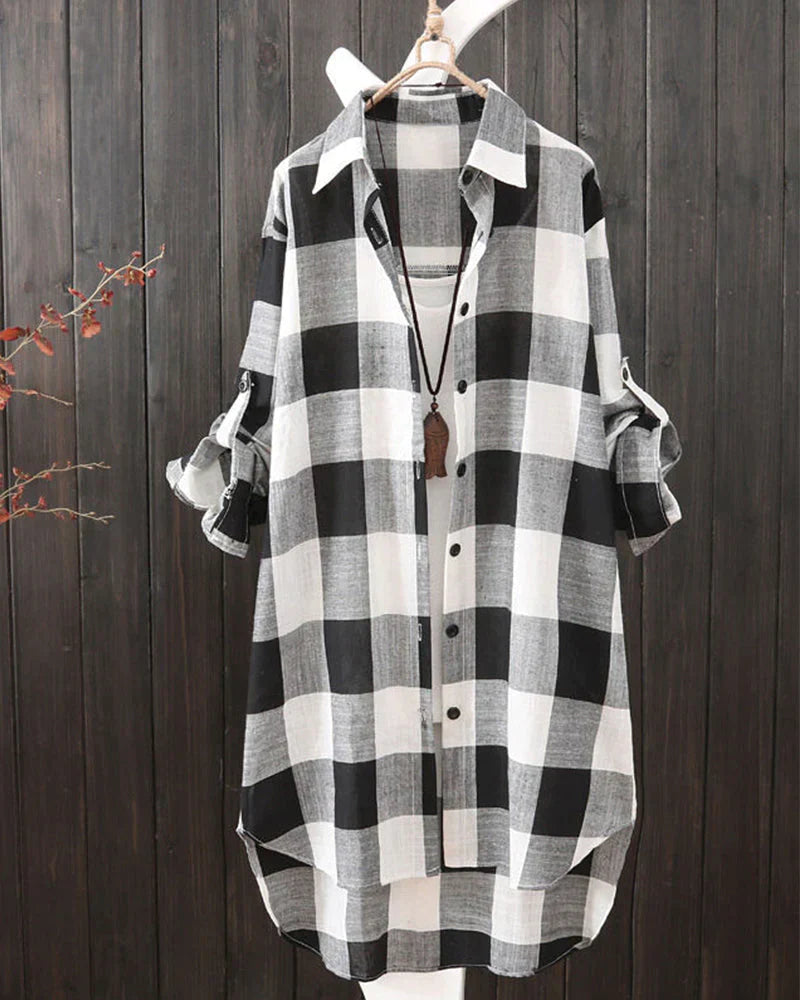 Nienke - Shirt met lange mouwen en geruite print