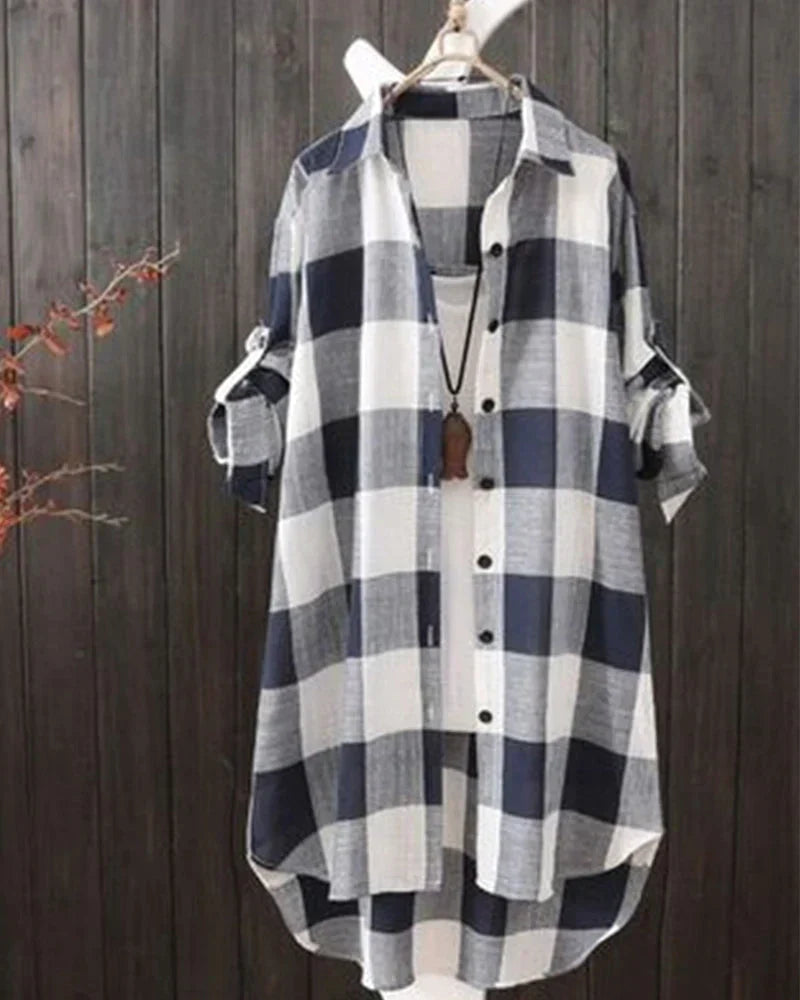 Nienke - Shirt met lange mouwen en geruite print