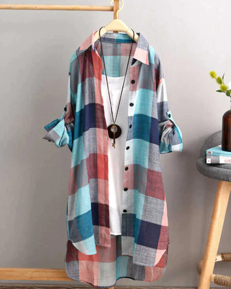 Nienke - Shirt met lange mouwen en geruite print
