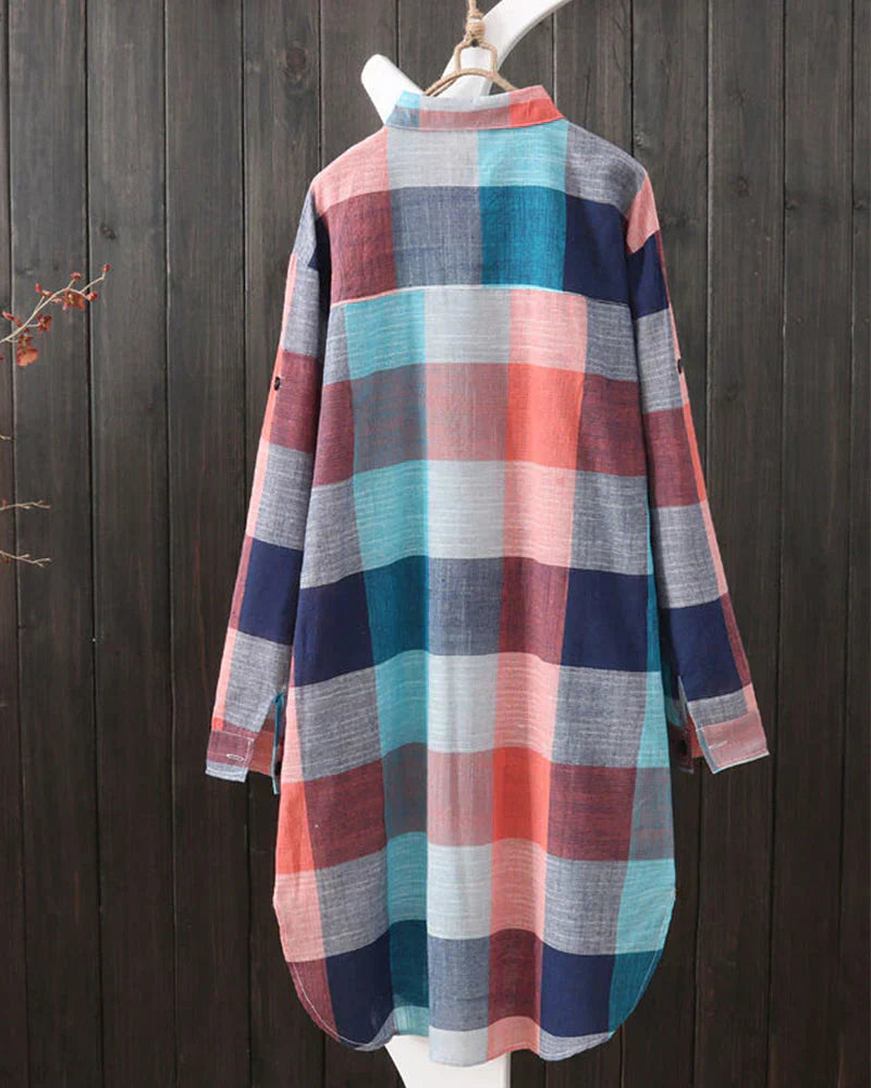 Nienke - Shirt met lange mouwen en geruite print