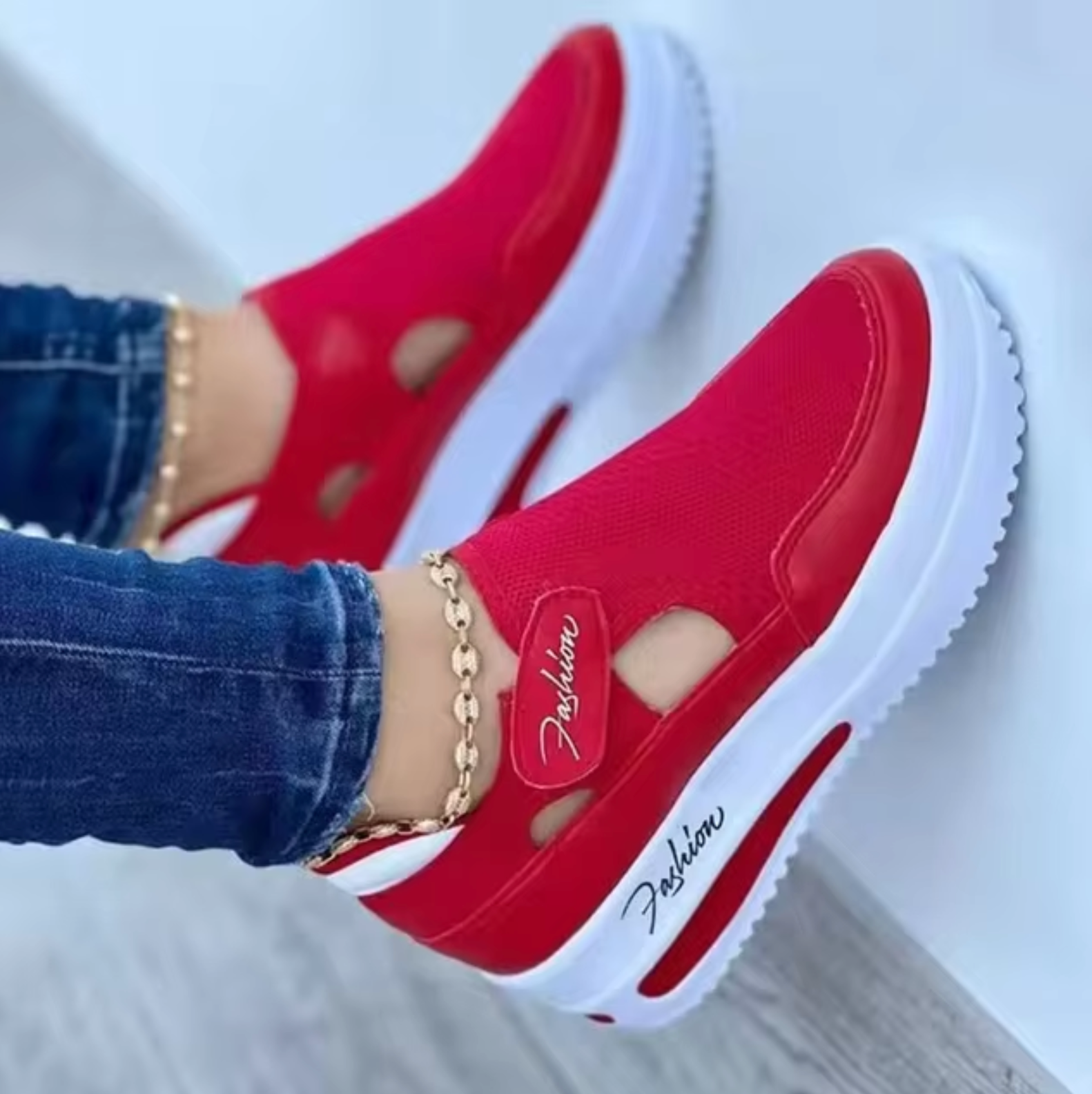 Famela - Platformschoenen van mesh