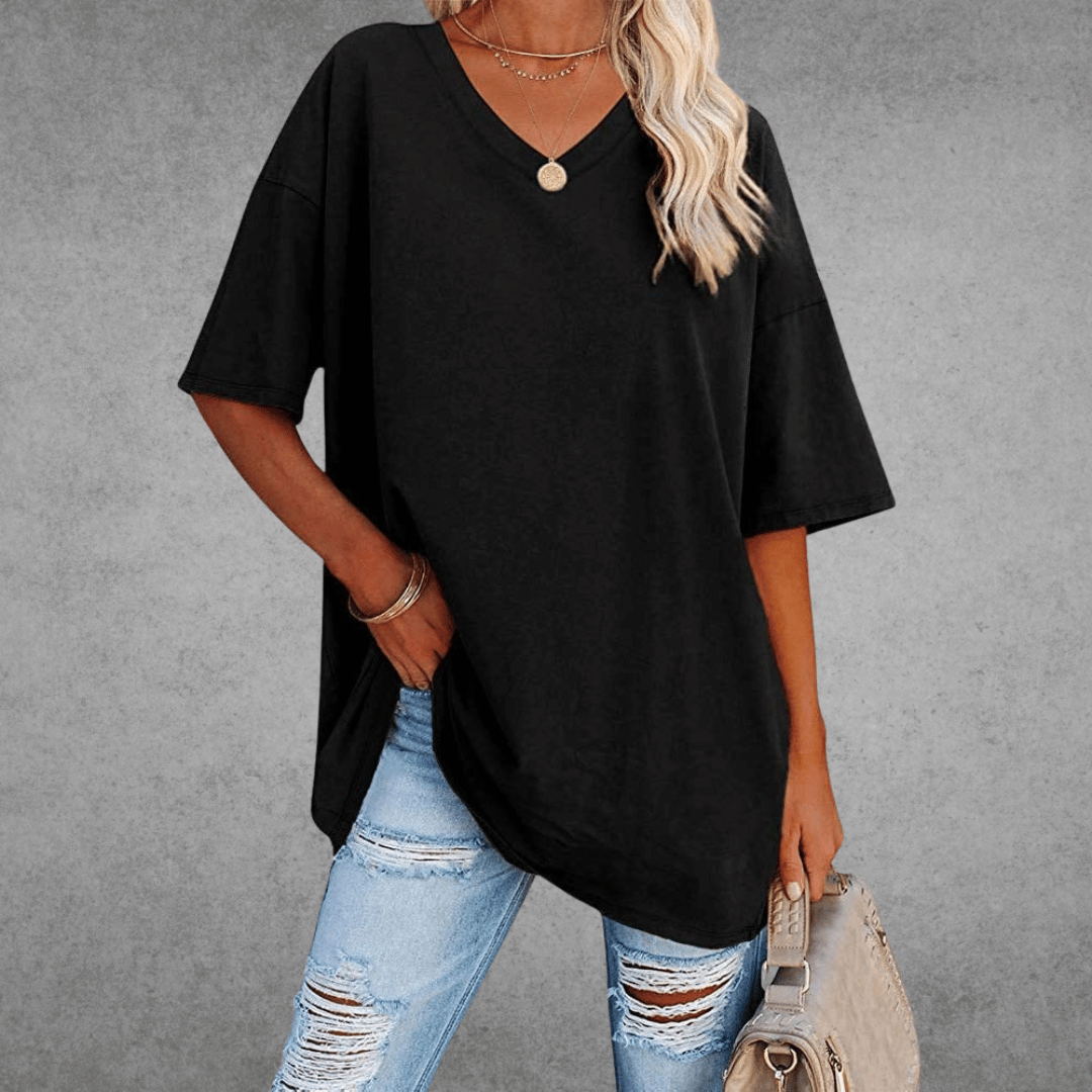 Dames T-shirt met V-hals oversized