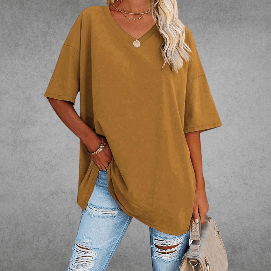Dames T-shirt met V-hals oversized