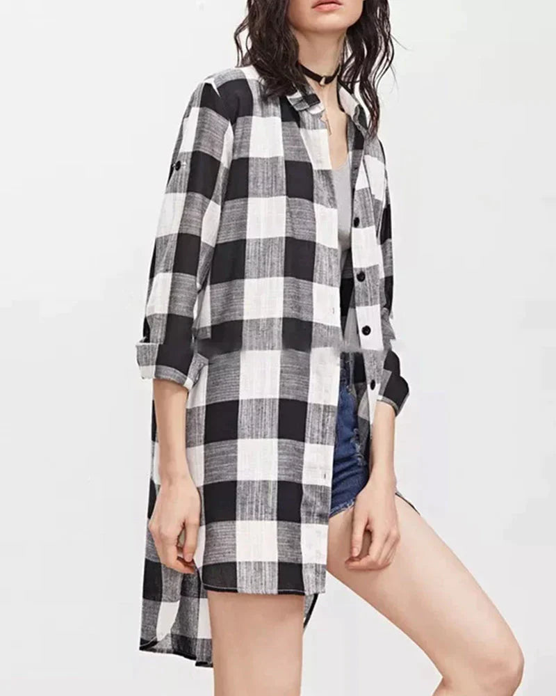 Nienke - Shirt met lange mouwen en geruite print