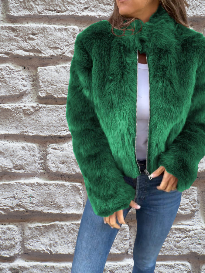 Dames faux fur jas kort model