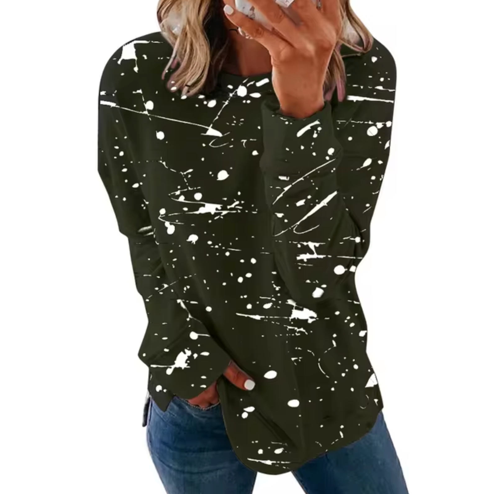 Lynette – Oversized top met lange mouwen gemaakt van tie-dye katoen