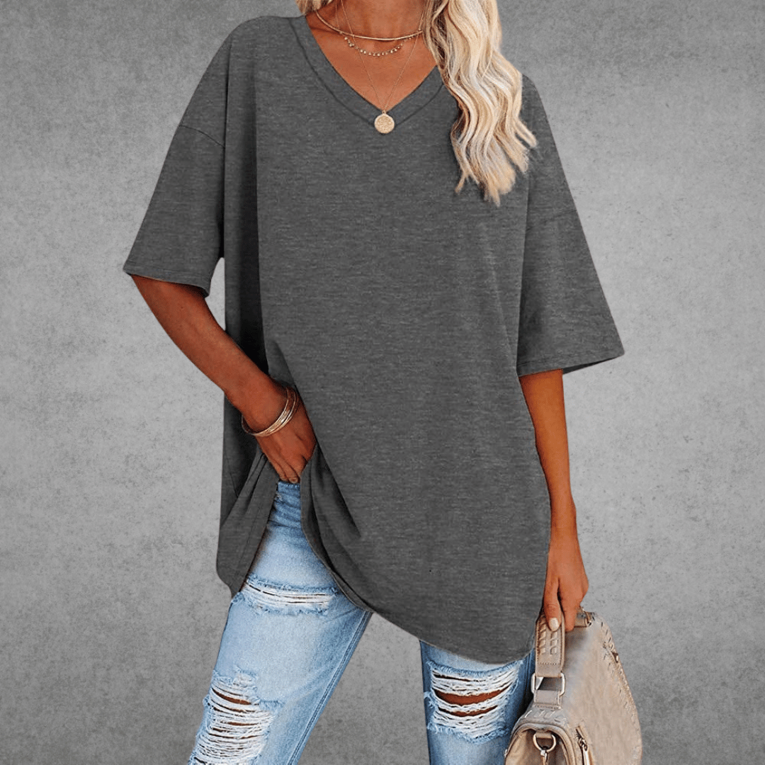 Dames T-shirt met V-hals oversized