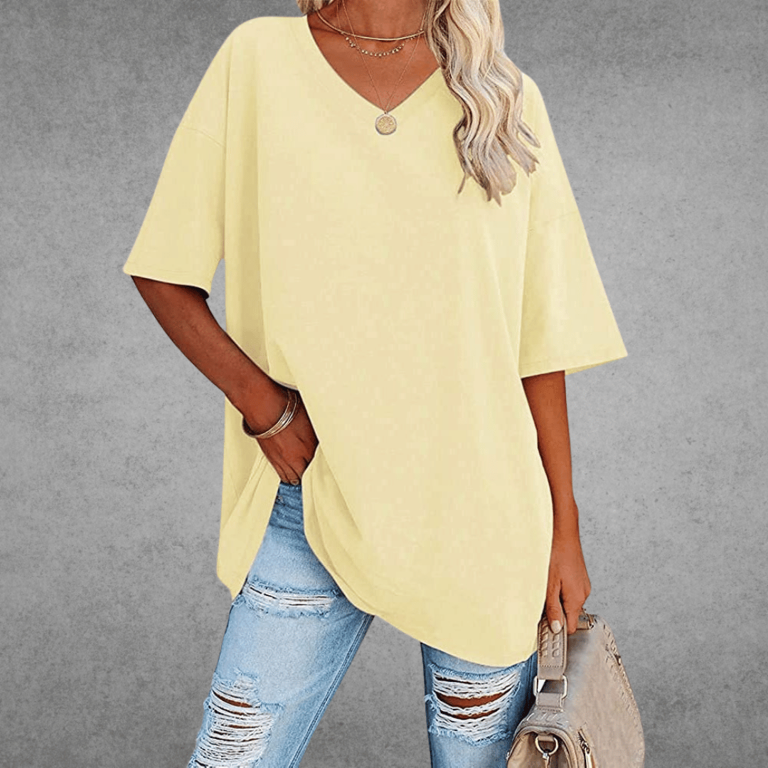 Dames T-shirt met V-hals oversized