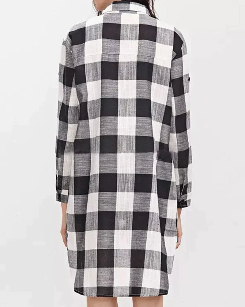 Nienke - Shirt met lange mouwen en geruite print