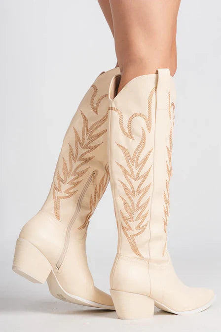 Beige cowboy laarsjes