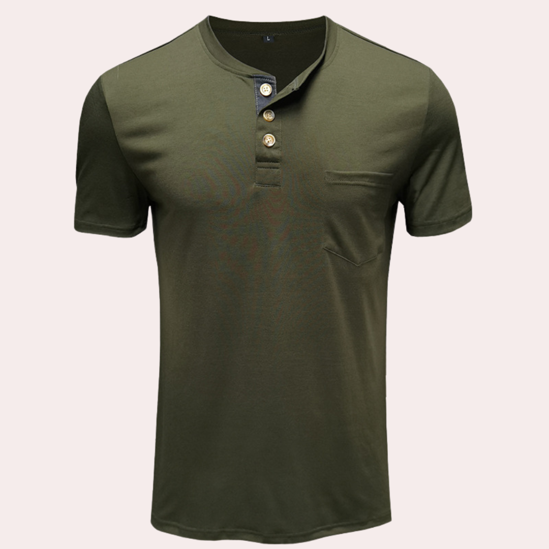 Xaver - Moderne T-shirt met knoopsluiting voor heren