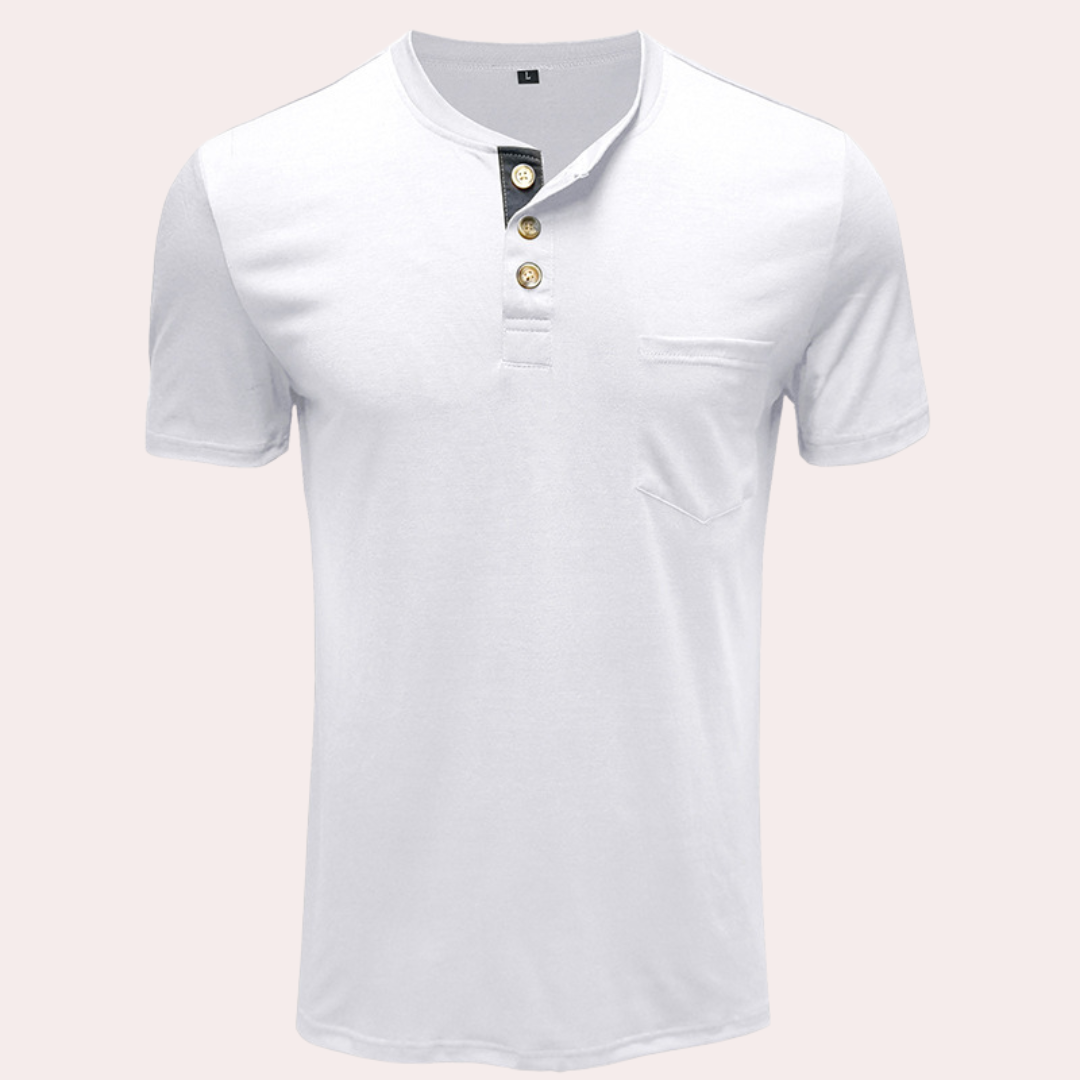 Xaver - Moderne T-shirt met knoopsluiting voor heren