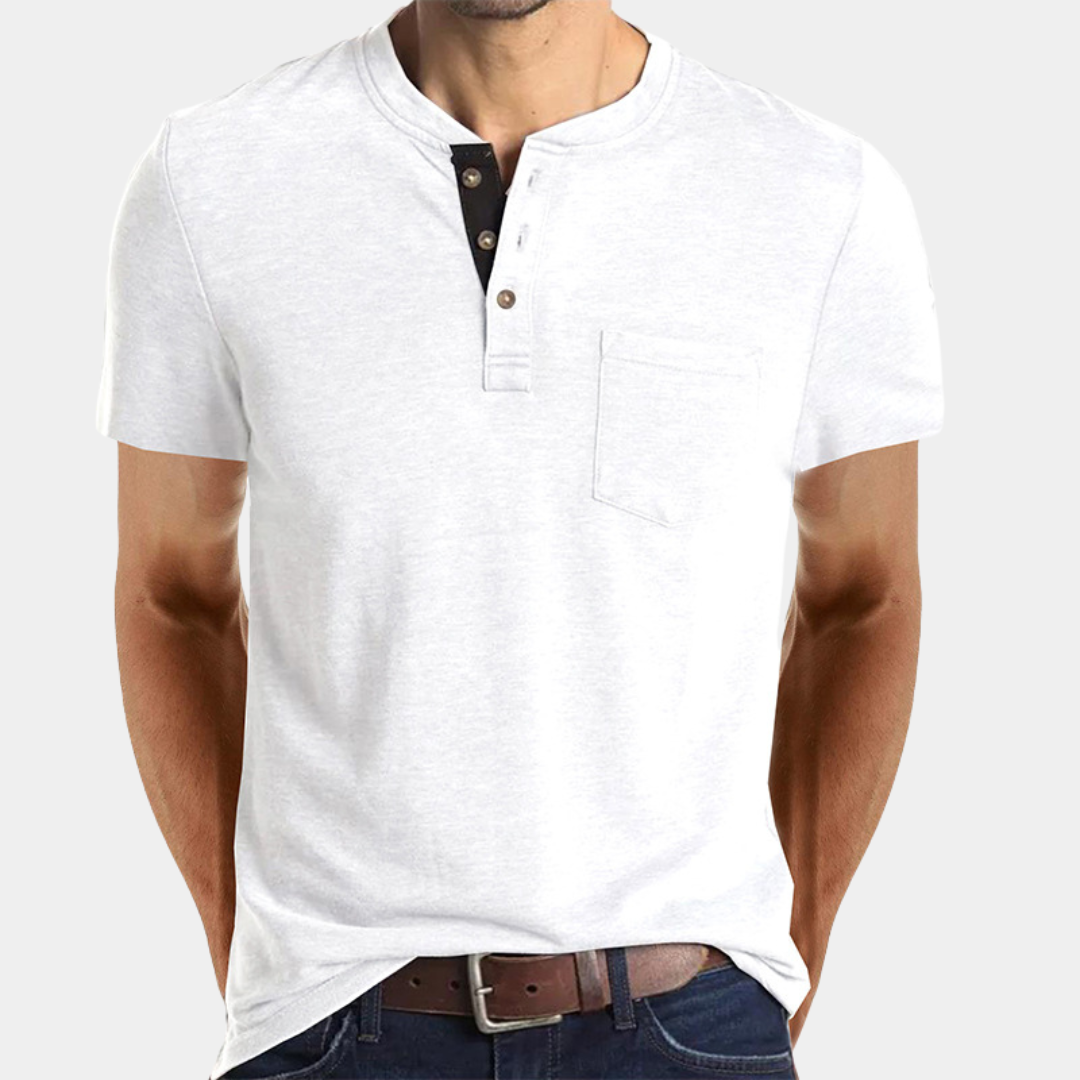 Xaver - Moderne T-shirt met knoopsluiting voor heren