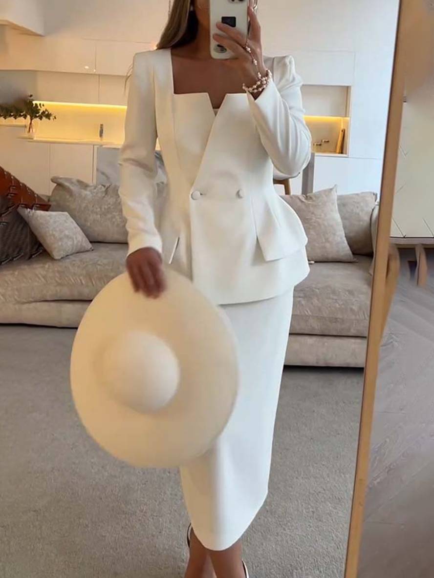 Tweedelige set dames blazer rok