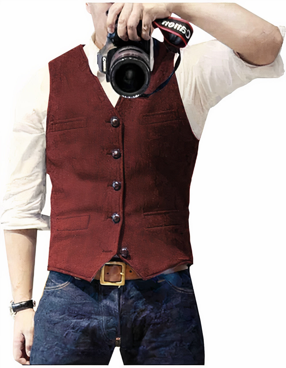 Heren denim vest met knopen