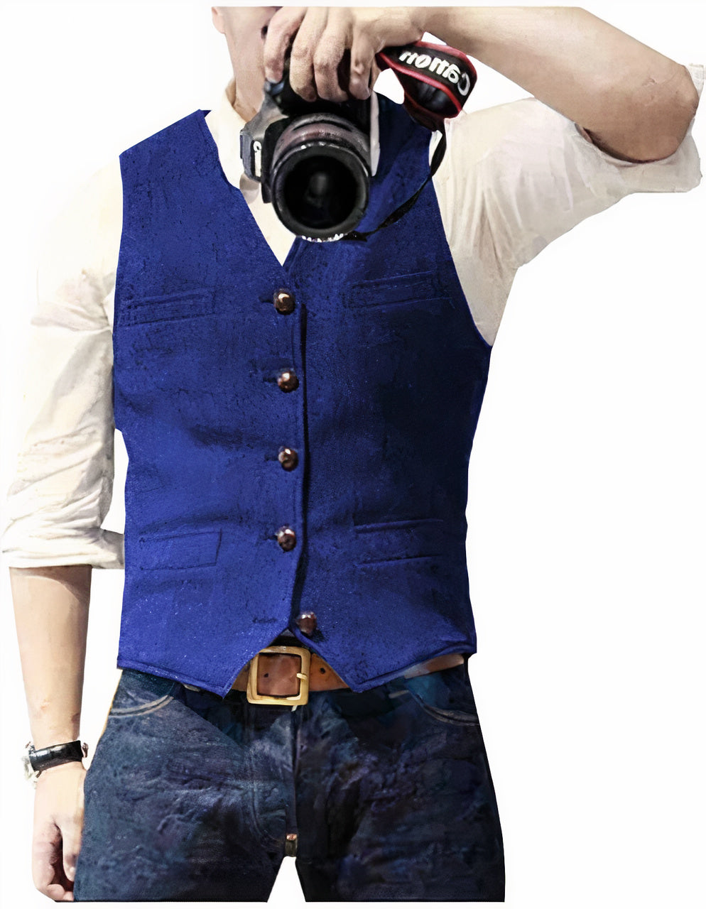 Heren denim vest met knopen