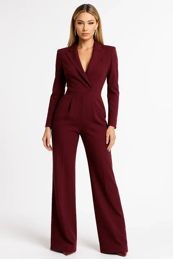Dames Elegante Blazer Jumpsuit en wijde pijpen
