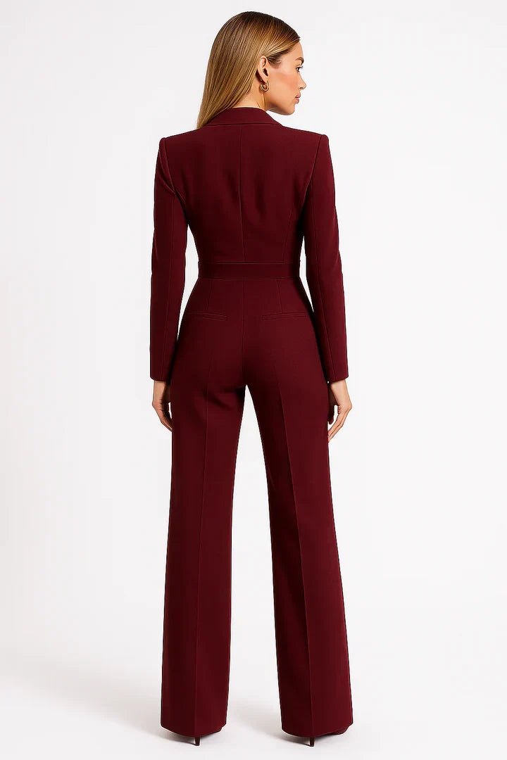 Dames Elegante Blazer Jumpsuit en wijde pijpen