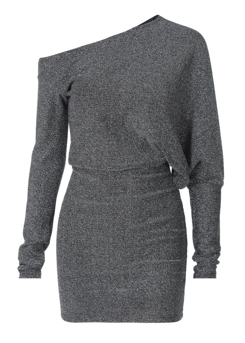 Helena | Glitter Zilveren One-Shoulder Jurk