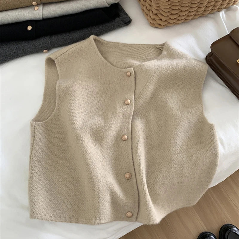 Gilet dames mouwloos met knopen