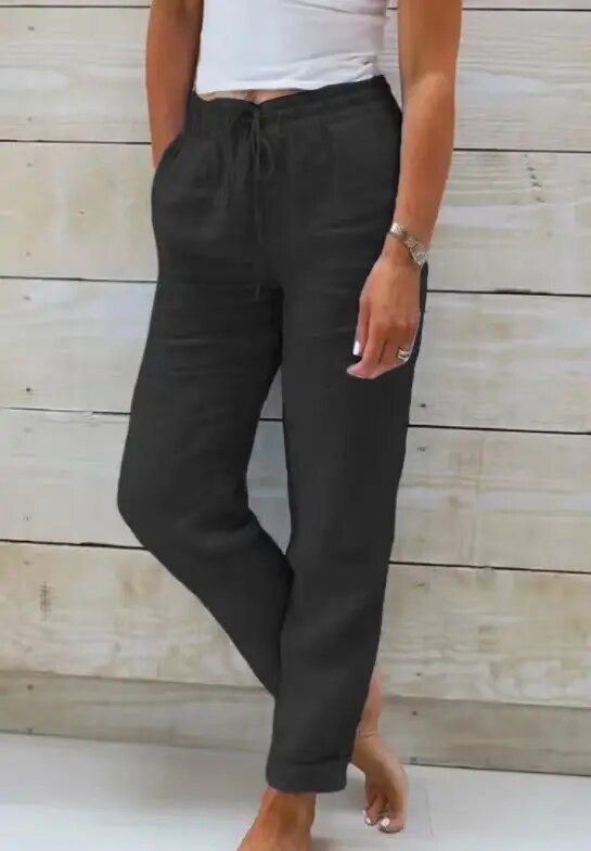 Dames Linnen broek met trekkoord