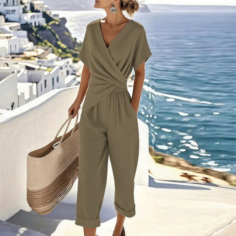 Anouk - Elegante jumpsuit met twist taille voor dames Detail