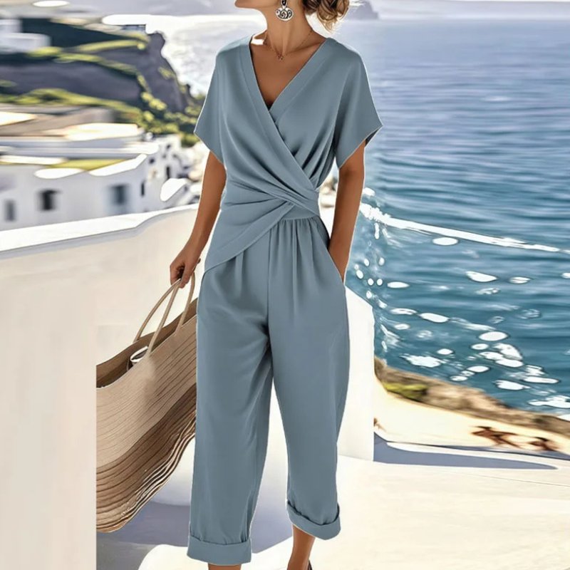 Anouk - Elegante jumpsuit met twist taille voor dames Front