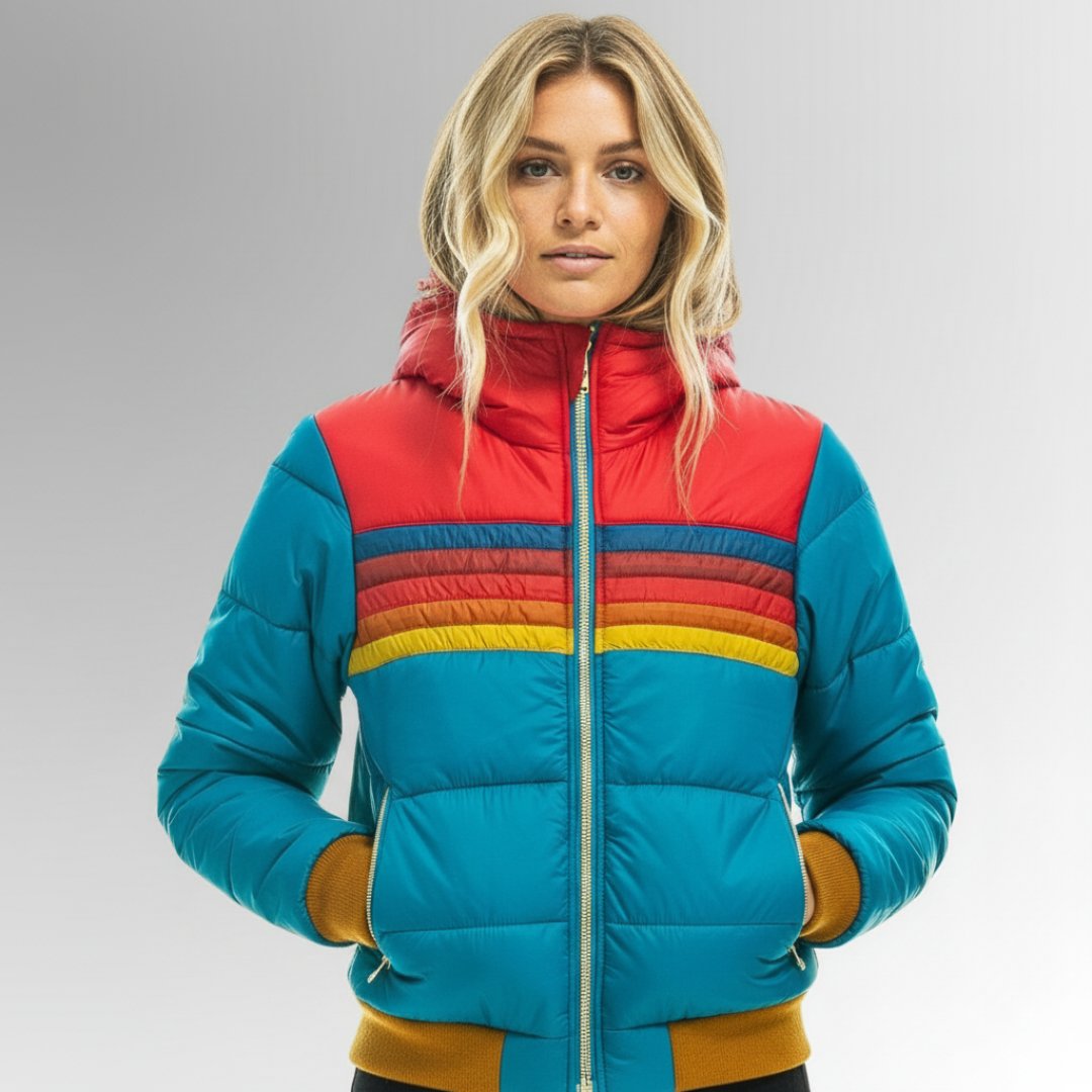 Bente - Lichte windbreaker met regenboogstrepen voor dames Front