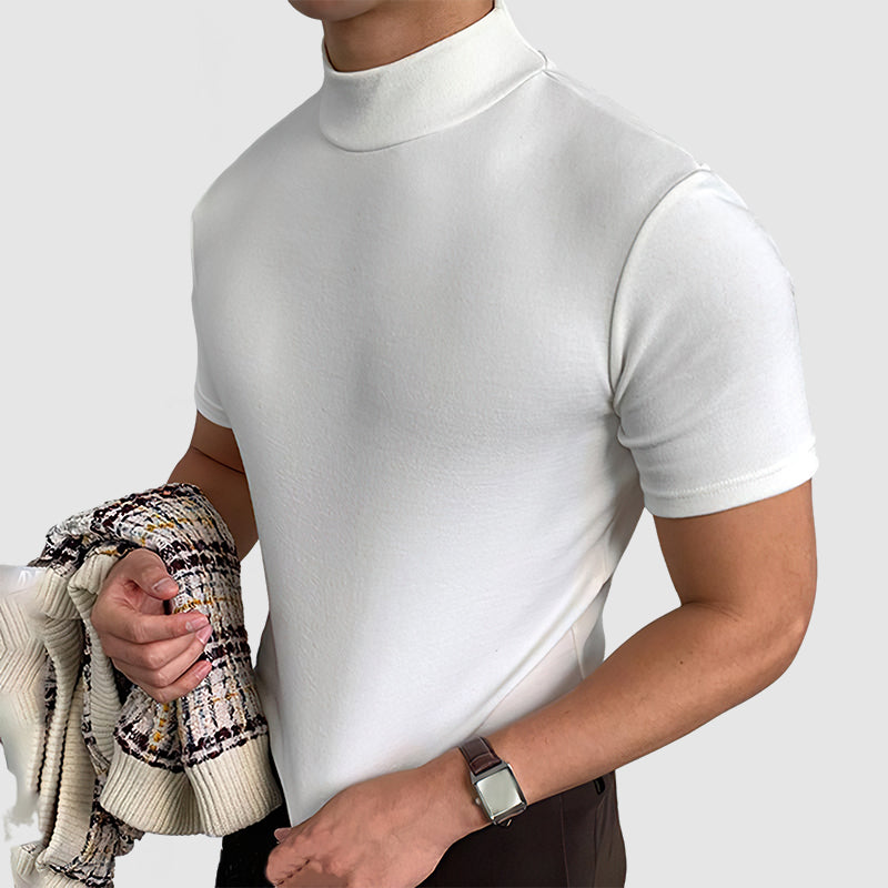 Elegante T-shirt heren met col korte mouw
