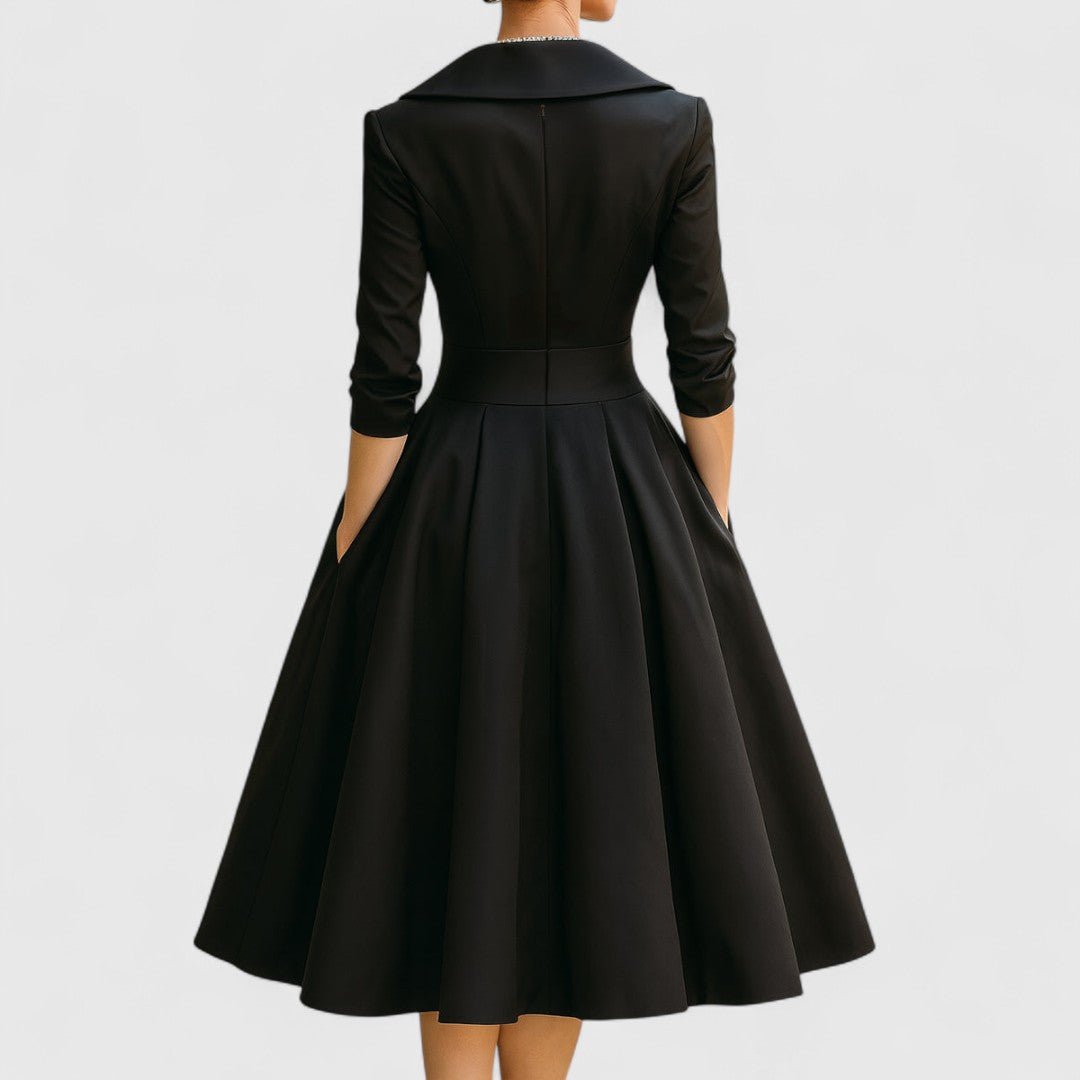 Elza - Elegante midi jurk met overslaghals voor dames Angle