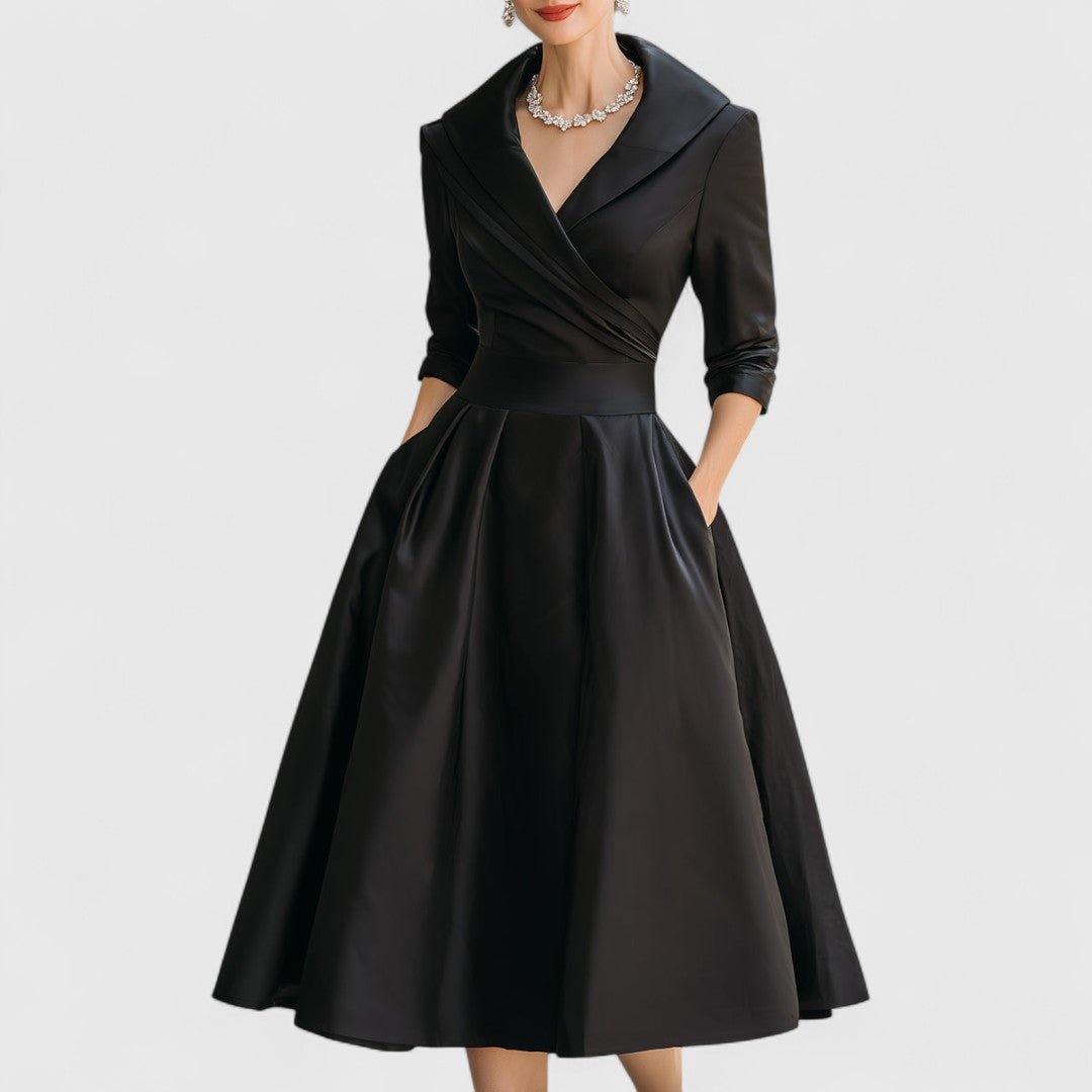 Elza - Elegante midi jurk met overslaghals voor dames Hero