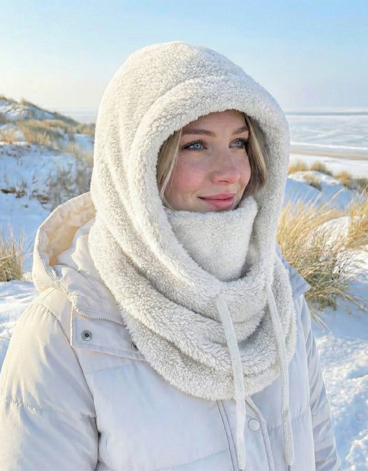 Femke - Warme wintermuts met sjaalkap voor dames Front