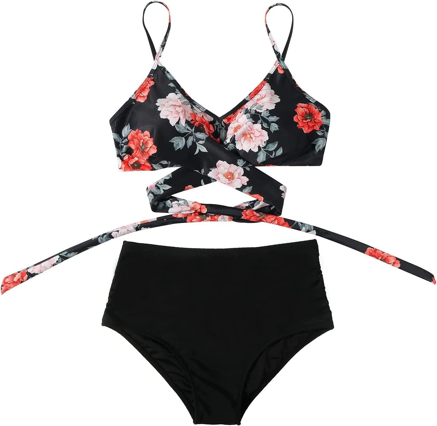 Fleur - Kleurrijke high waist damesbikini met crossover top Alternate