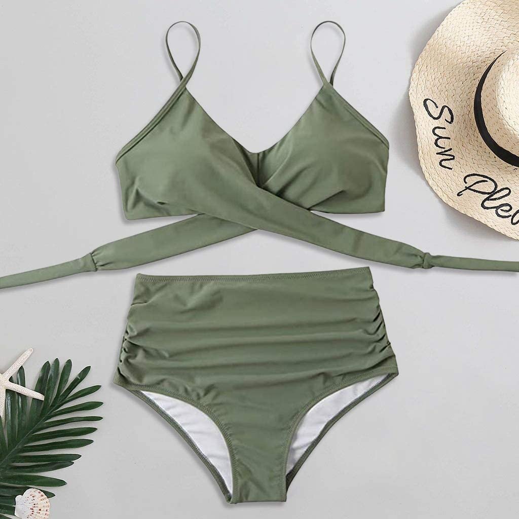 Fleur - Kleurrijke high waist damesbikini met crossover top View 15
