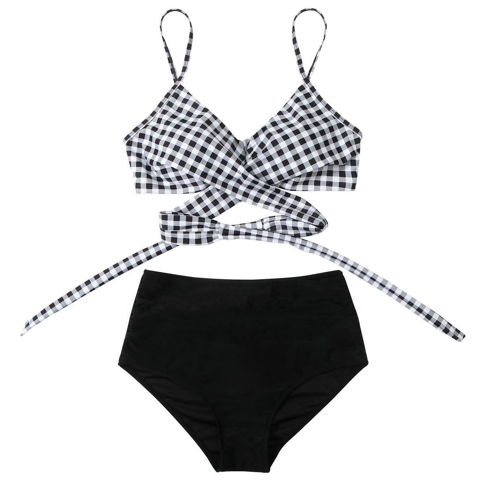 Fleur - Kleurrijke high waist damesbikini met crossover top View 18