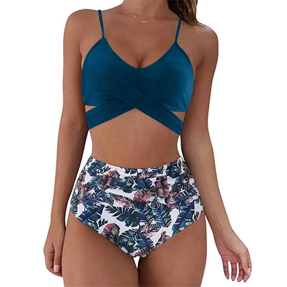 Fleur - Kleurrijke high waist damesbikini met crossover top View 19