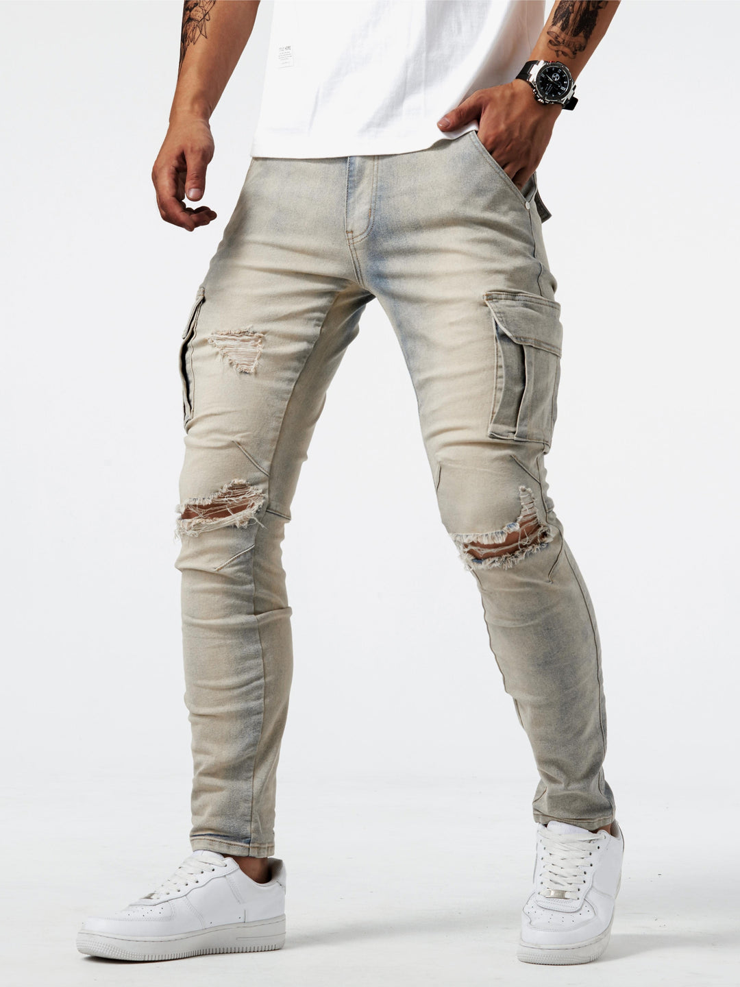 Cargo Jeans Heren slim Fit