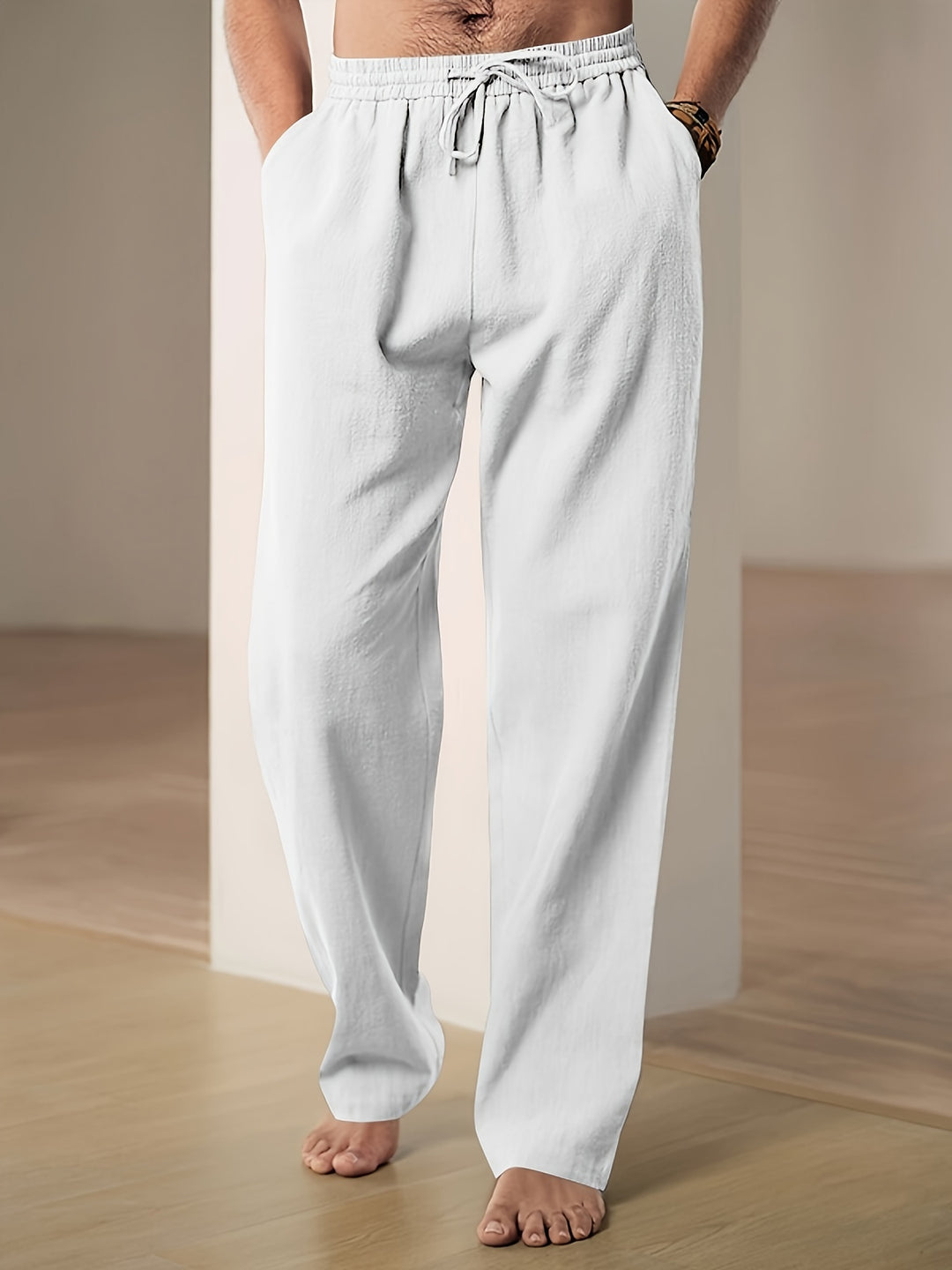 Linnen broek heren met trekkoord