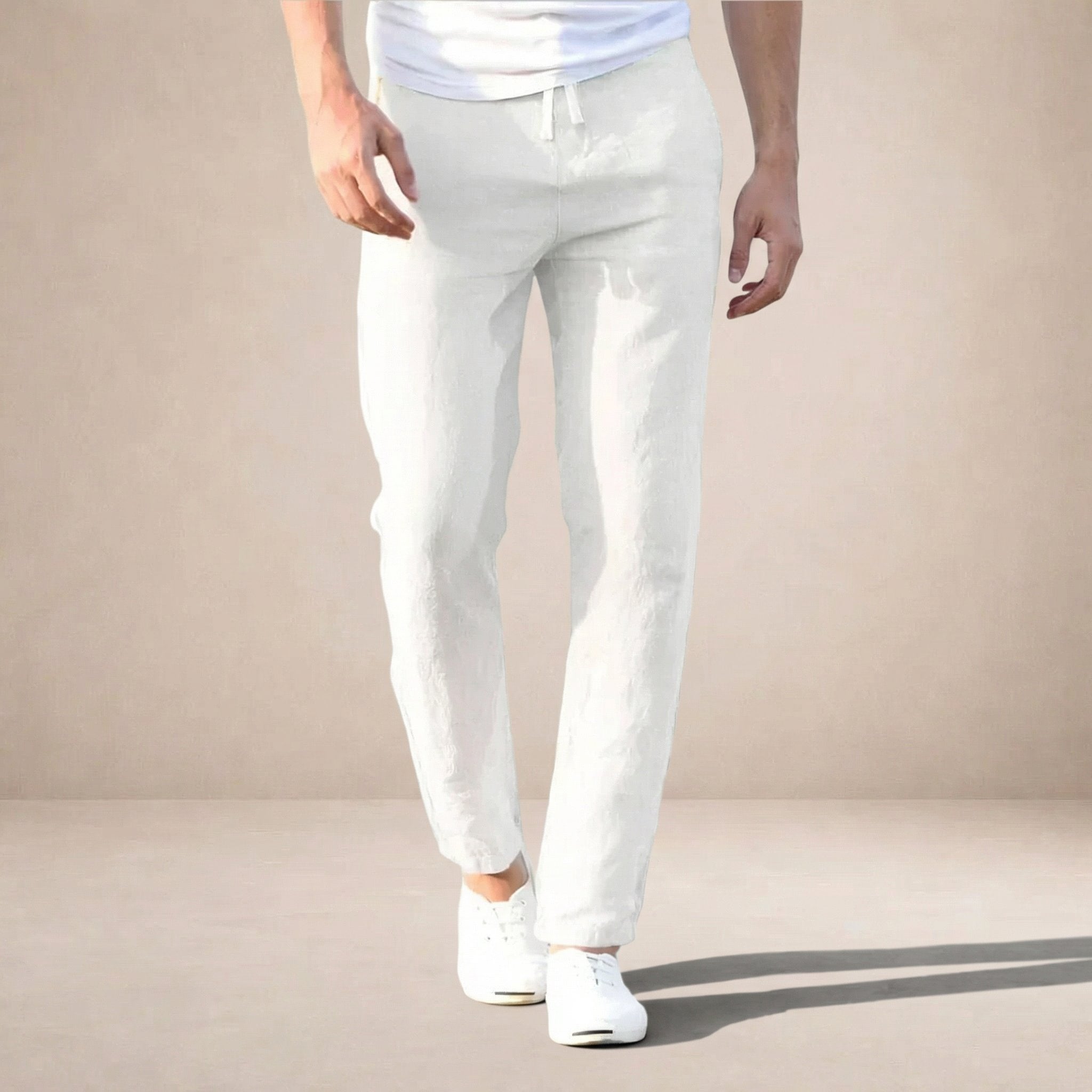 Giel - Luchtige linnen zomerbroek met elastische taille voor heren Side