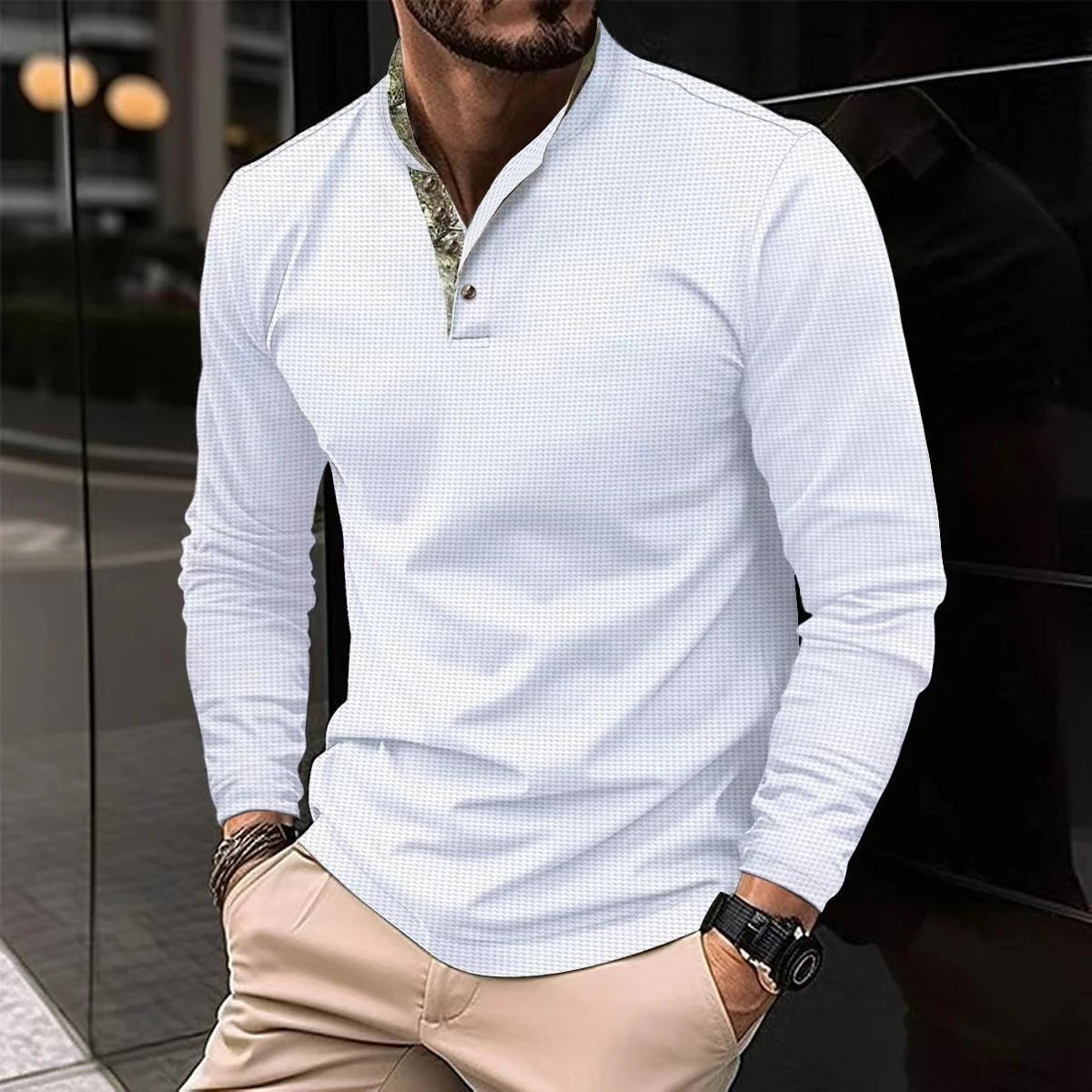 Giel - Zomerse polo met lange mouwen voor heren Detail