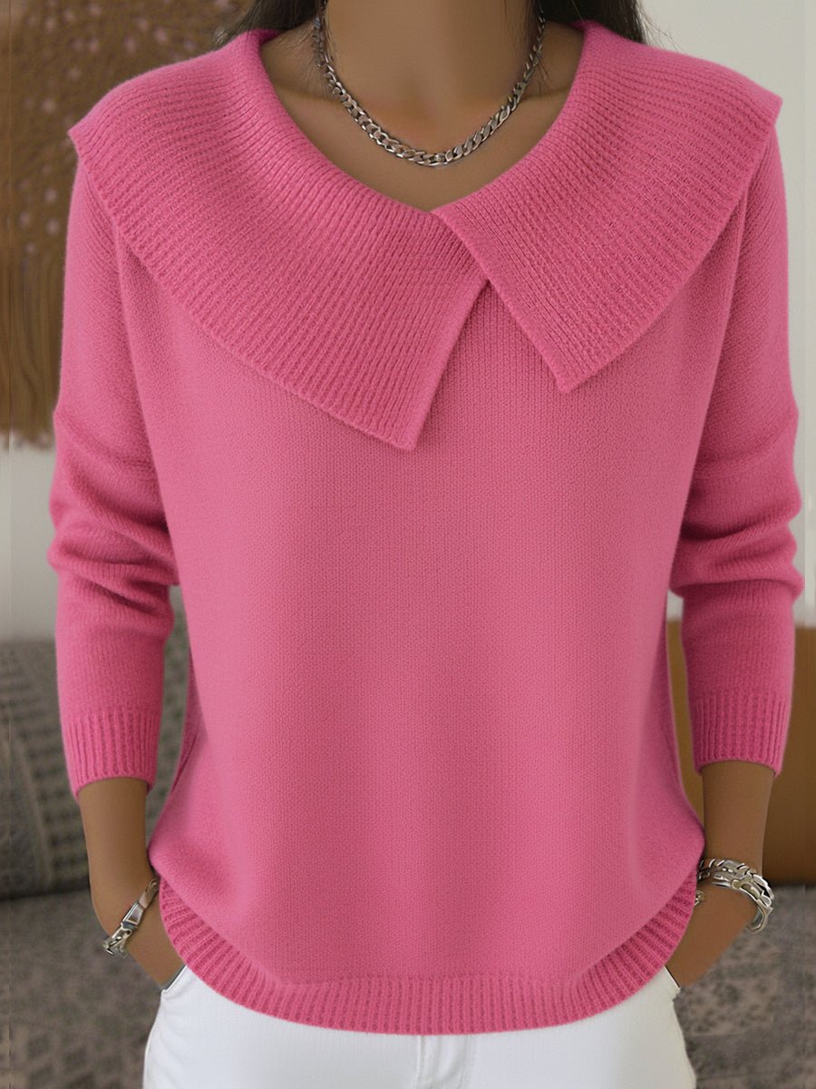 Hazel - Warme trui met zachte asymmetrische kraag voor dames Detail