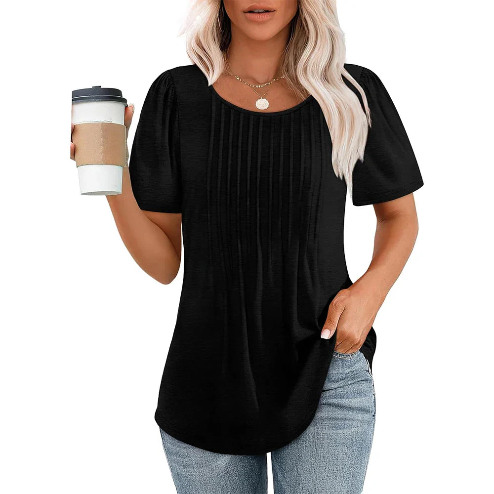 Dames Elegante t-shirt met plooien