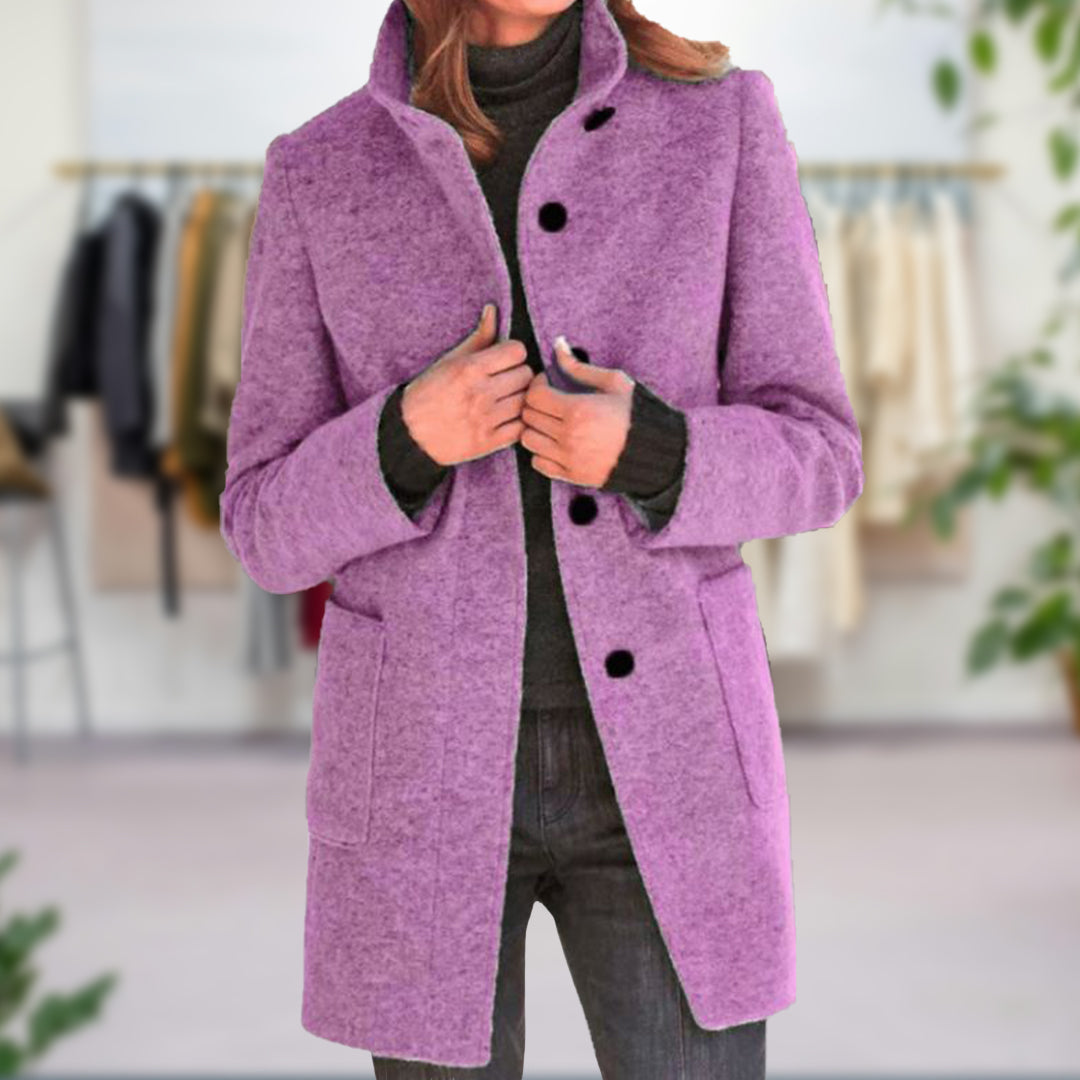 Dames Elegante mantel met opstaande kraag
