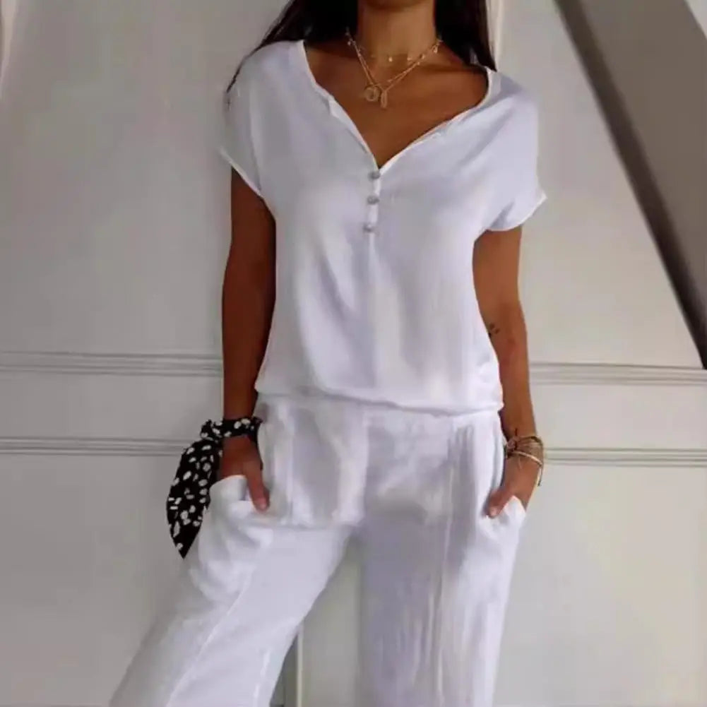 Dames Elegante top met v hals en knopen