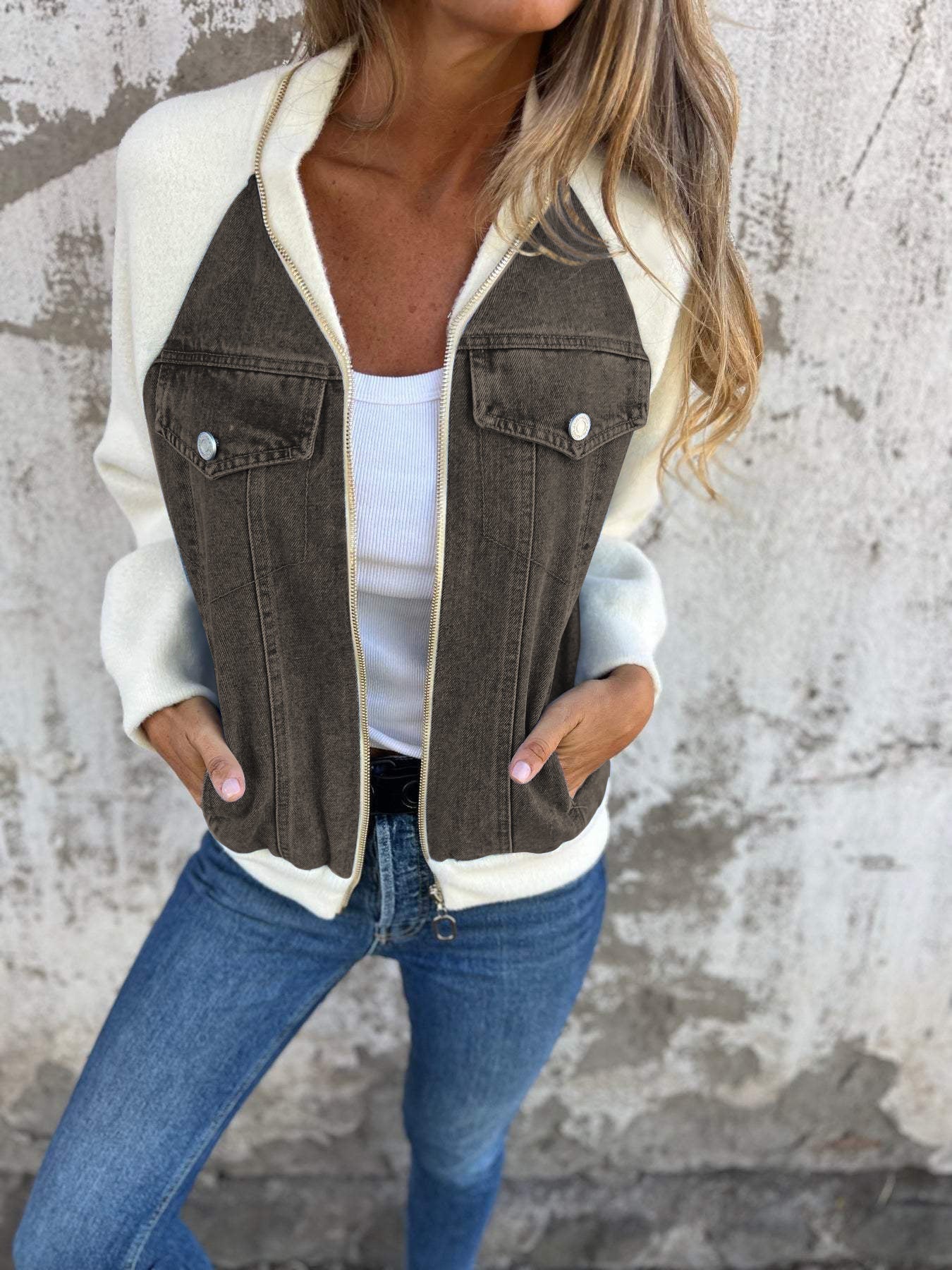 Dames Stijvolle Denim Jacket met rits