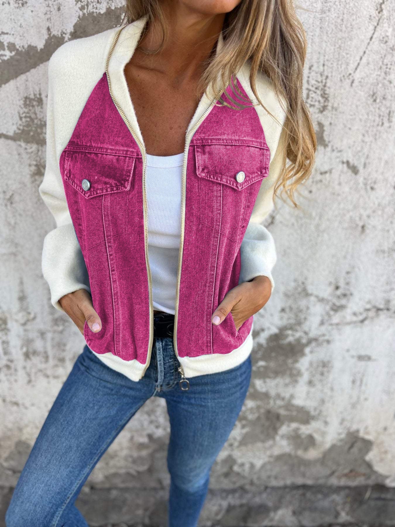 Dames Stijvolle Denim Jacket met rits